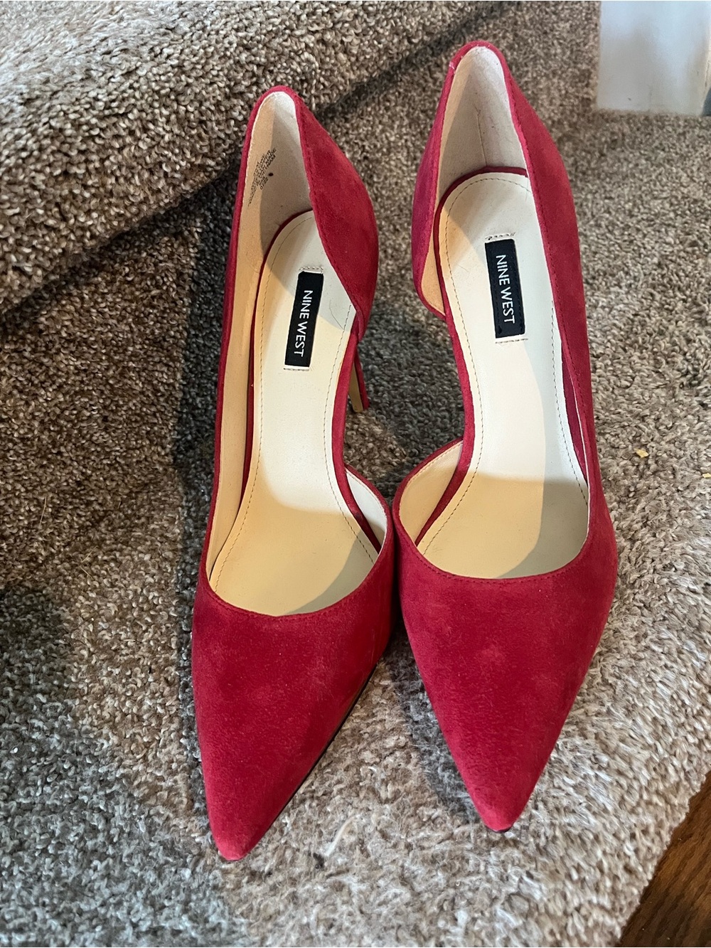 Nine West Red Pointed Suede Stiletto Pumps